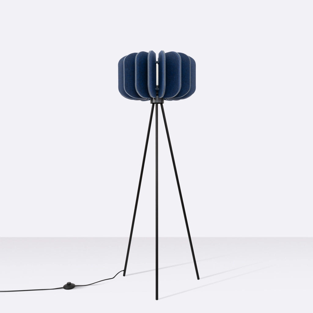 Lampada da terra treppiede feltro blu E27 Pure Lume