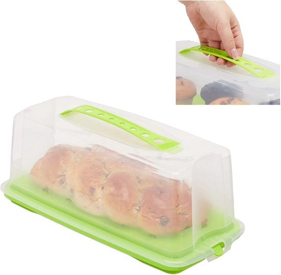 Scatola rettangolare - 15 x 37 x 16 cm - portatile - con coperchio - trasparente verde
