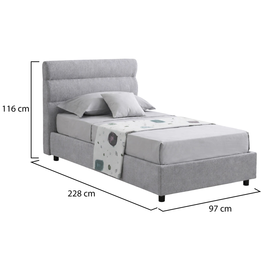 Adalpina, Letto Singolo Materasso Incluso Made in Italy, Grigio
