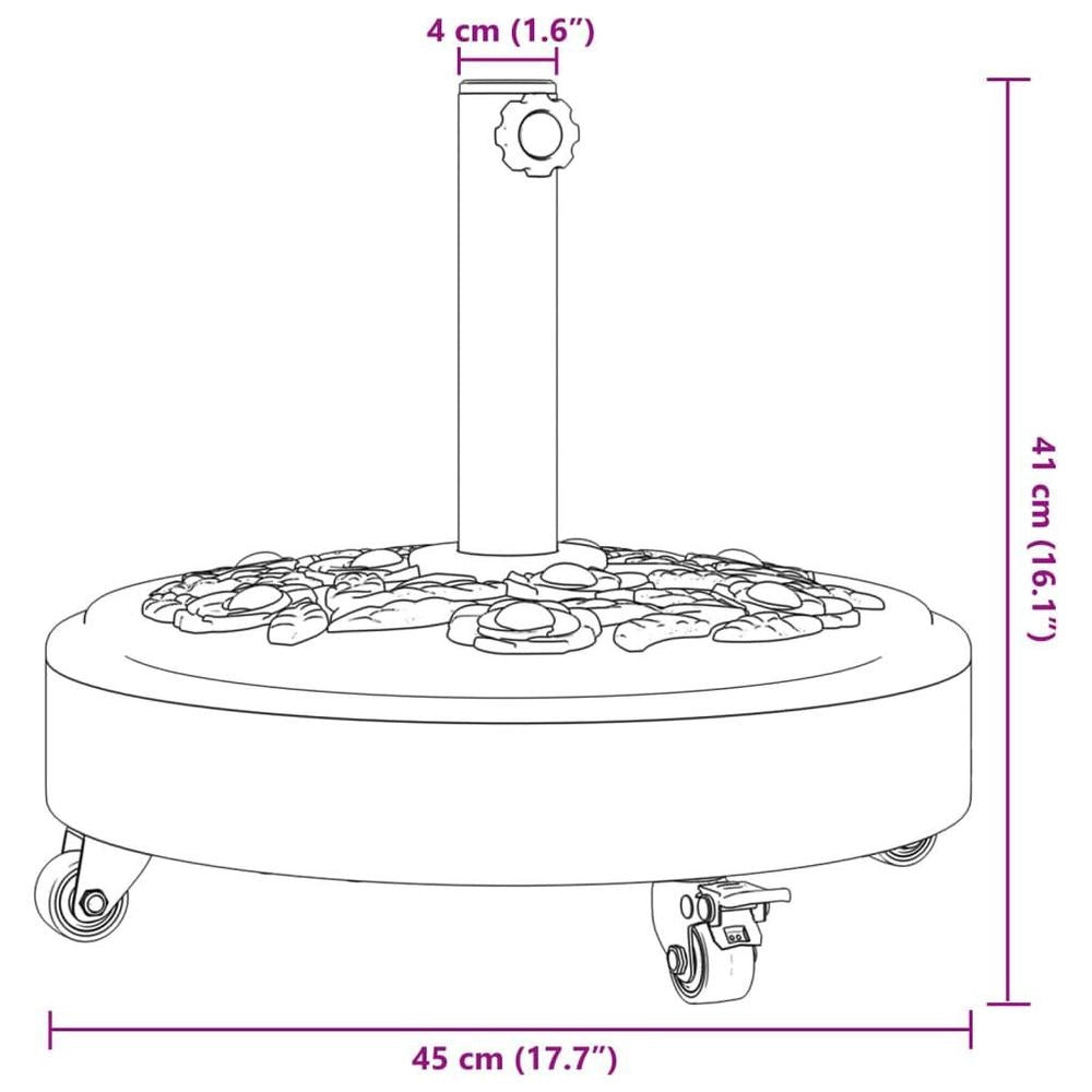 Parasol Base With Wheels For 38/48 Mm Pole, 27 Kg, Round
