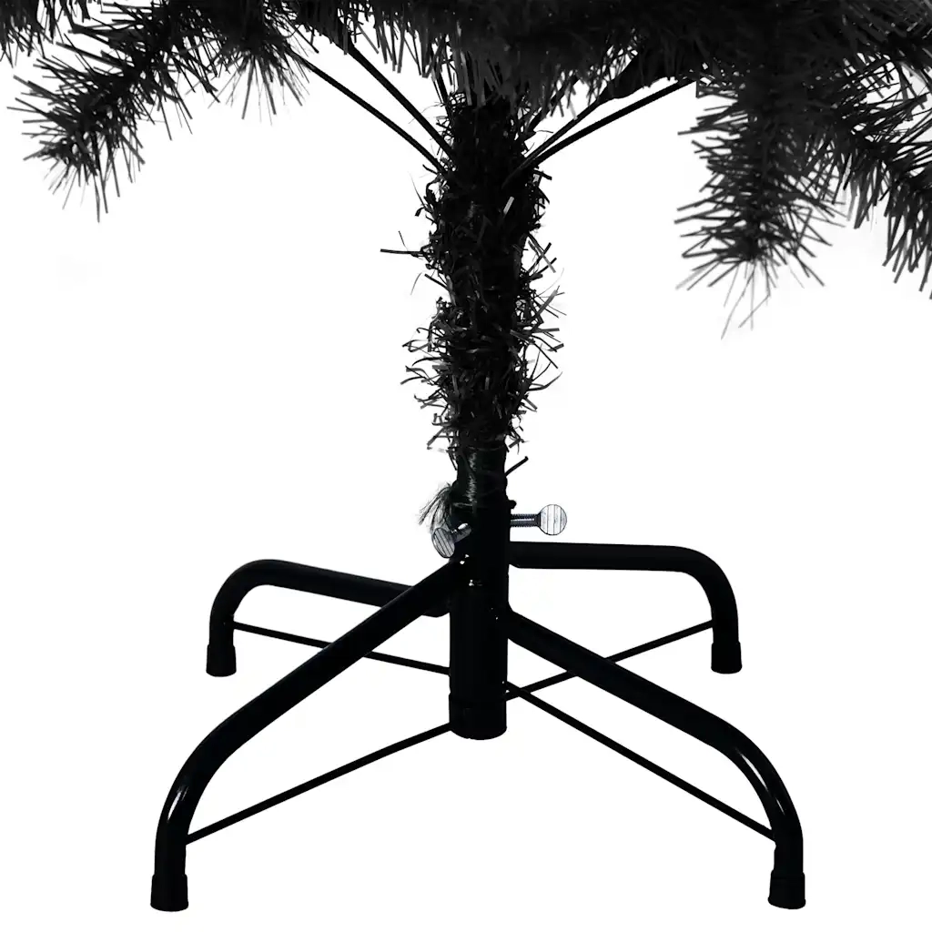 Albero di Natale Artificiale-Albero Natalizio Sottile con Base Nero 150 cm PVC