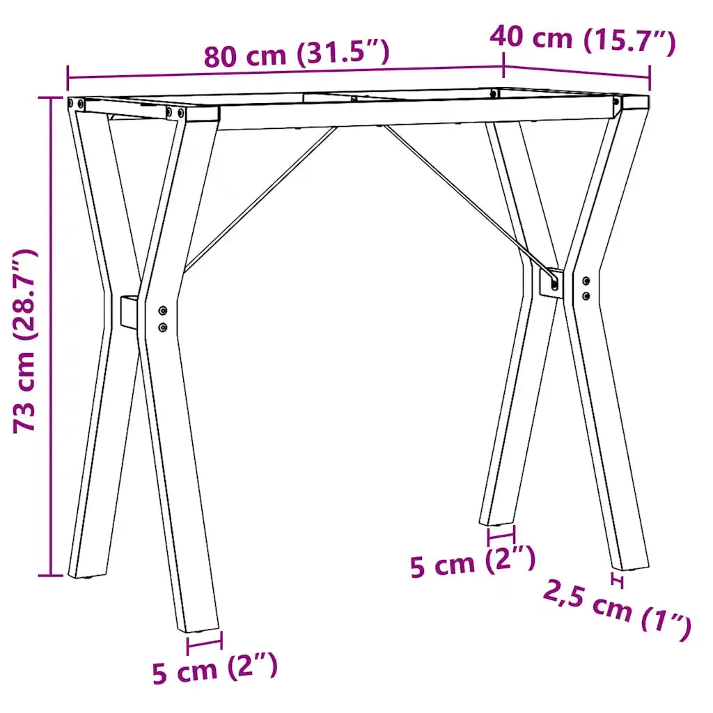 Gambe per tavolo da pranzo a Y in acciaio nero robuste e facili da installare stile industriale 80 x 40 x 73 cm 02_0047260