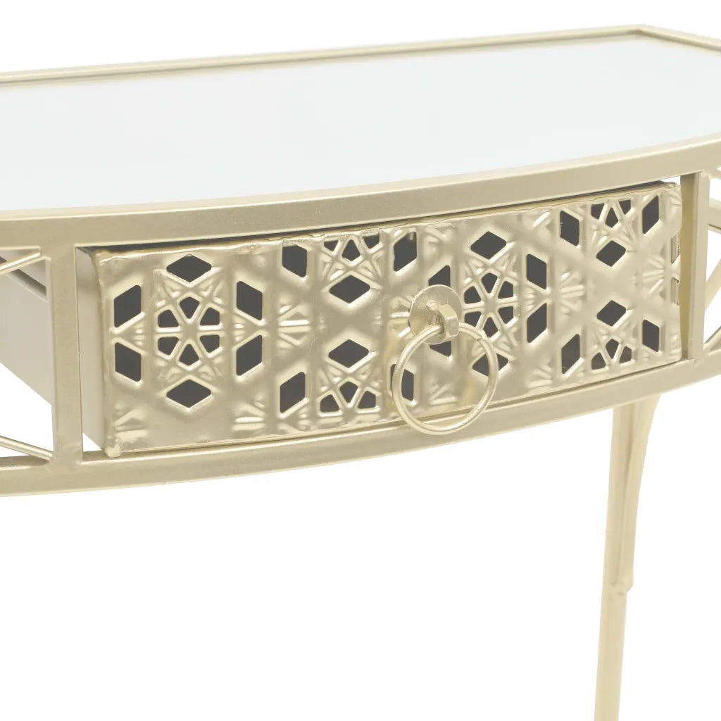 Tavolino Laterale-Tavolino da soggiorno-Tavolo in Stile Francese in Metallo 82x39x76 cm Oro