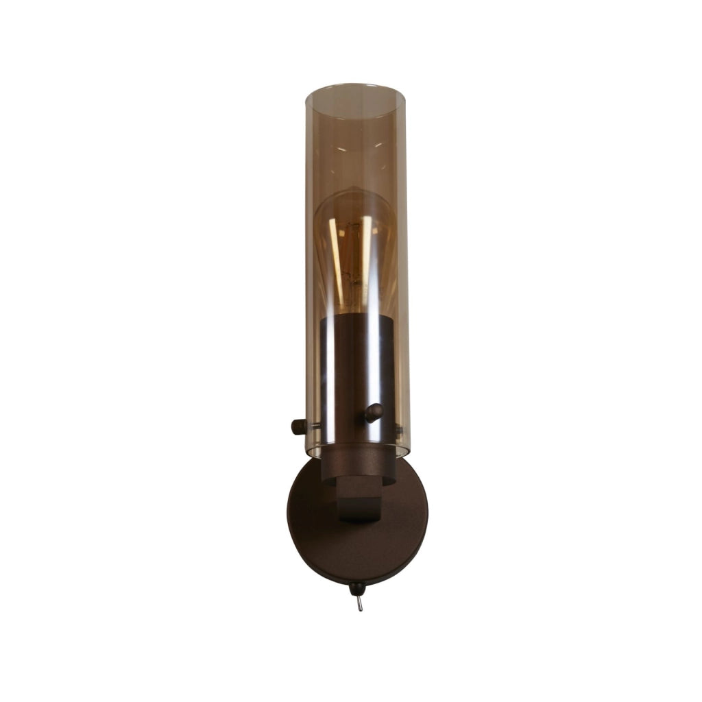 Lampada da parete Sweden II 1Lt - Metallo moka e vetro ambra