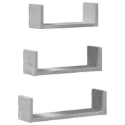 3 pz Mensole a Muro | Scaffale Parete | Ripiano a parete Grigio Cemento in Truciolato