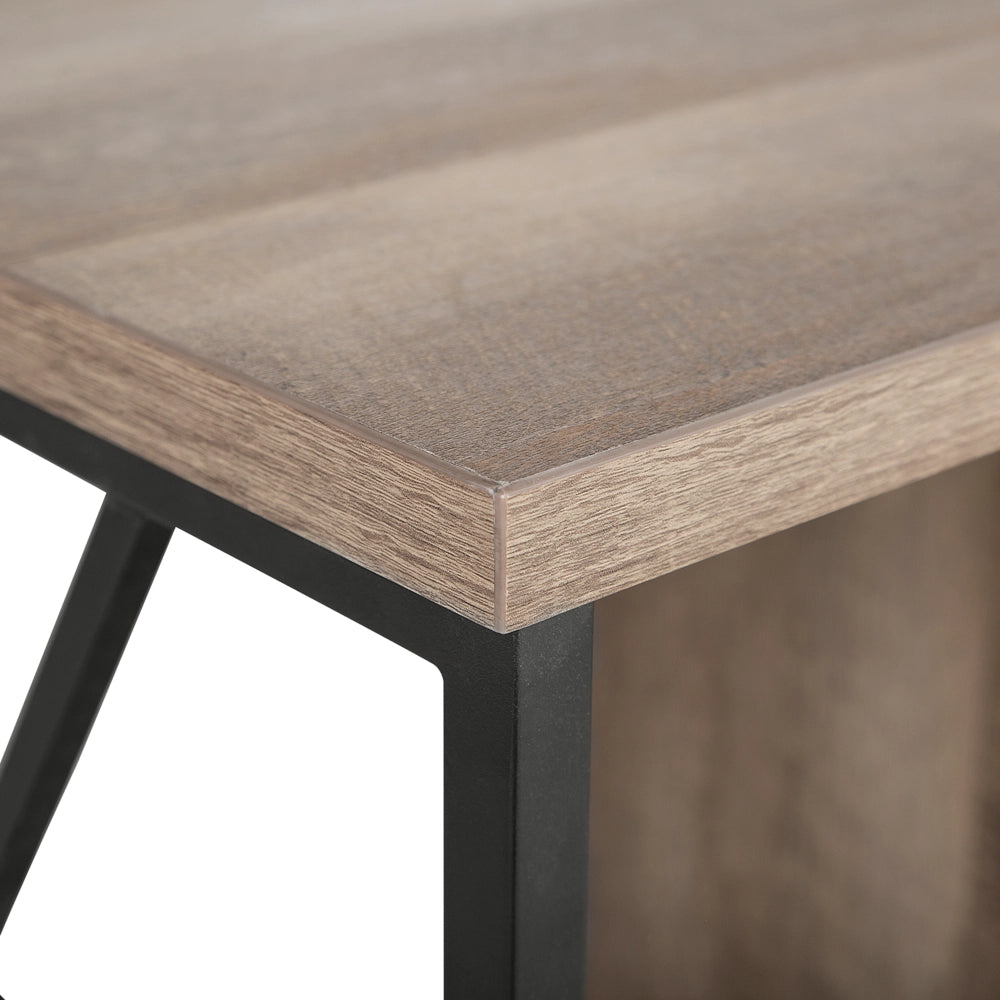 Mobile TV con finitura in legno scuro per TV fino a 60 pollici con struttura in metallo Nero con ripiani aperti