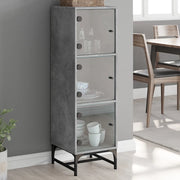 Credenza con Ante in Vetro Grigio Cemento 35x37x120 cm 836563