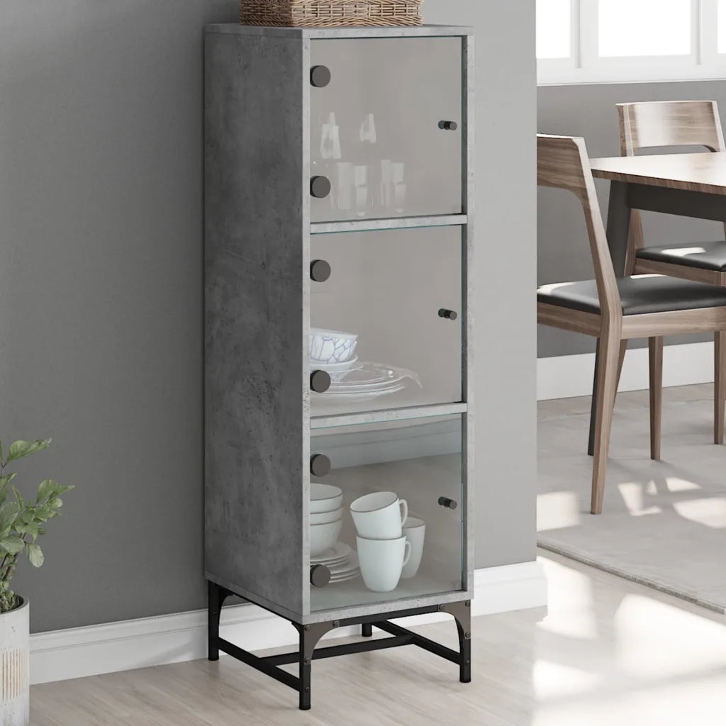 Credenza con Ante in Vetro Grigio Cemento 35x37x120 cm 836563