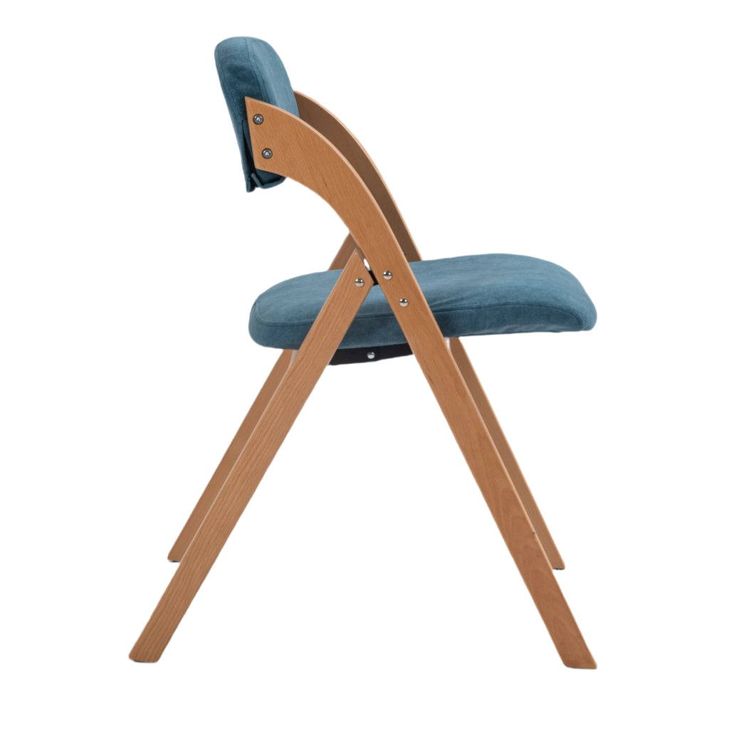 SEDIA Pieghevole Imbottita Set da 2 Blu in Legno massello