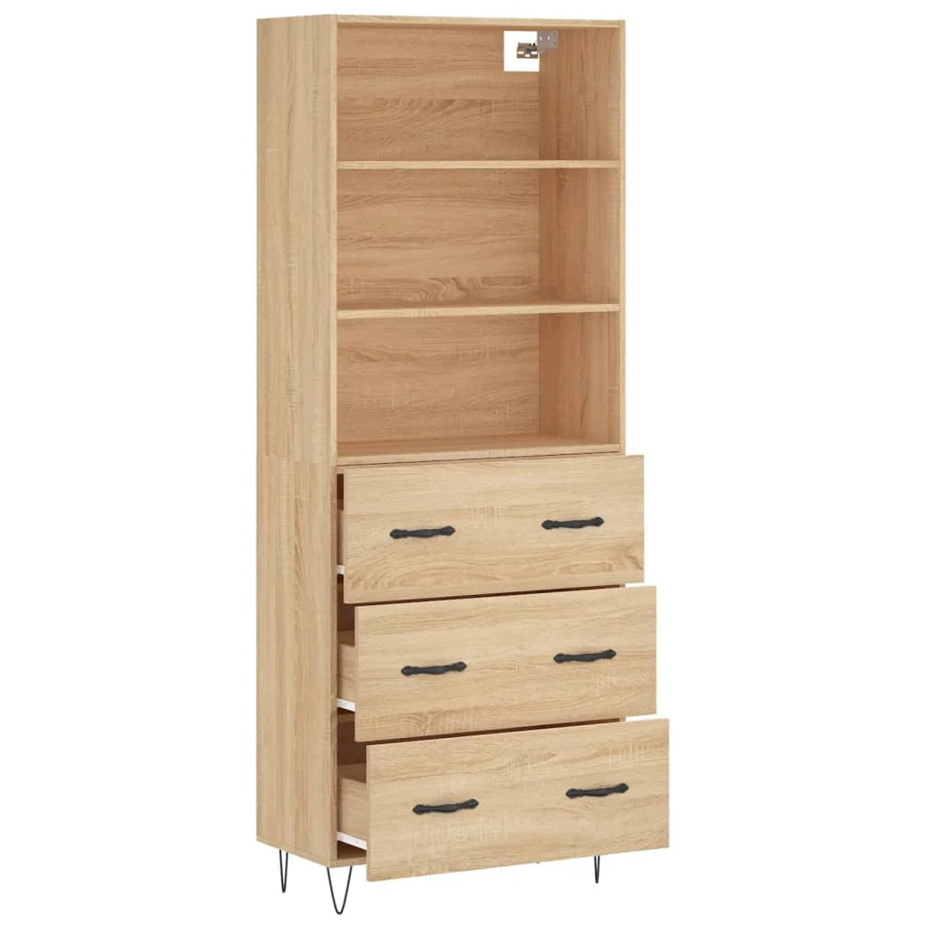 Buffet credenza cassettiera armadio mobile contenitore organizer cucina soggiorno salotto rovere Sonoma alto 69,5 x 34 x 180 cm legno ingegnerizzato marrone 02_0034112