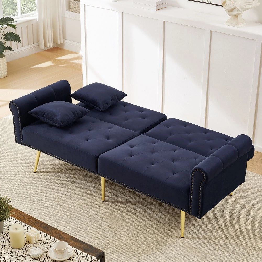 Divano letto 2 posti ¨C Minimal ¨C Velluto, struttura in metallo, 140x90cm