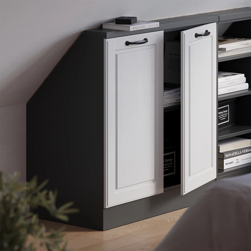 Mobile sottotetto Rion Bianco rustico/Antracite con 2 porte Vicco