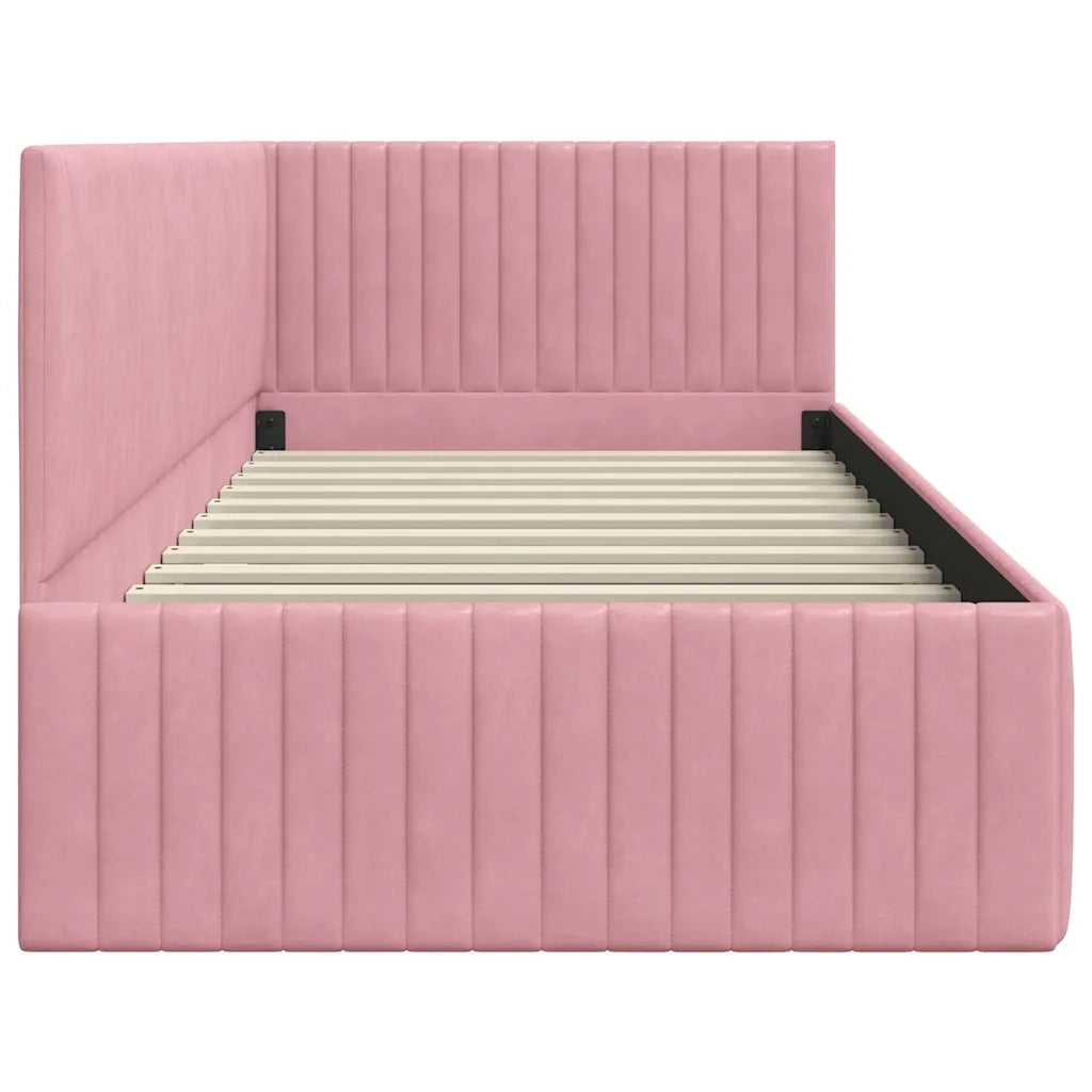 Cornice del letto ad angolo Rosa 90 cm x 200 cm Velluto 42016269