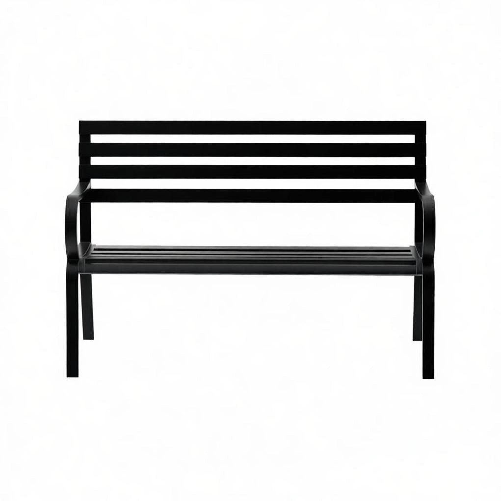 Panchina da giardino in metallo nero 127x58x82 cm; 2 posti
