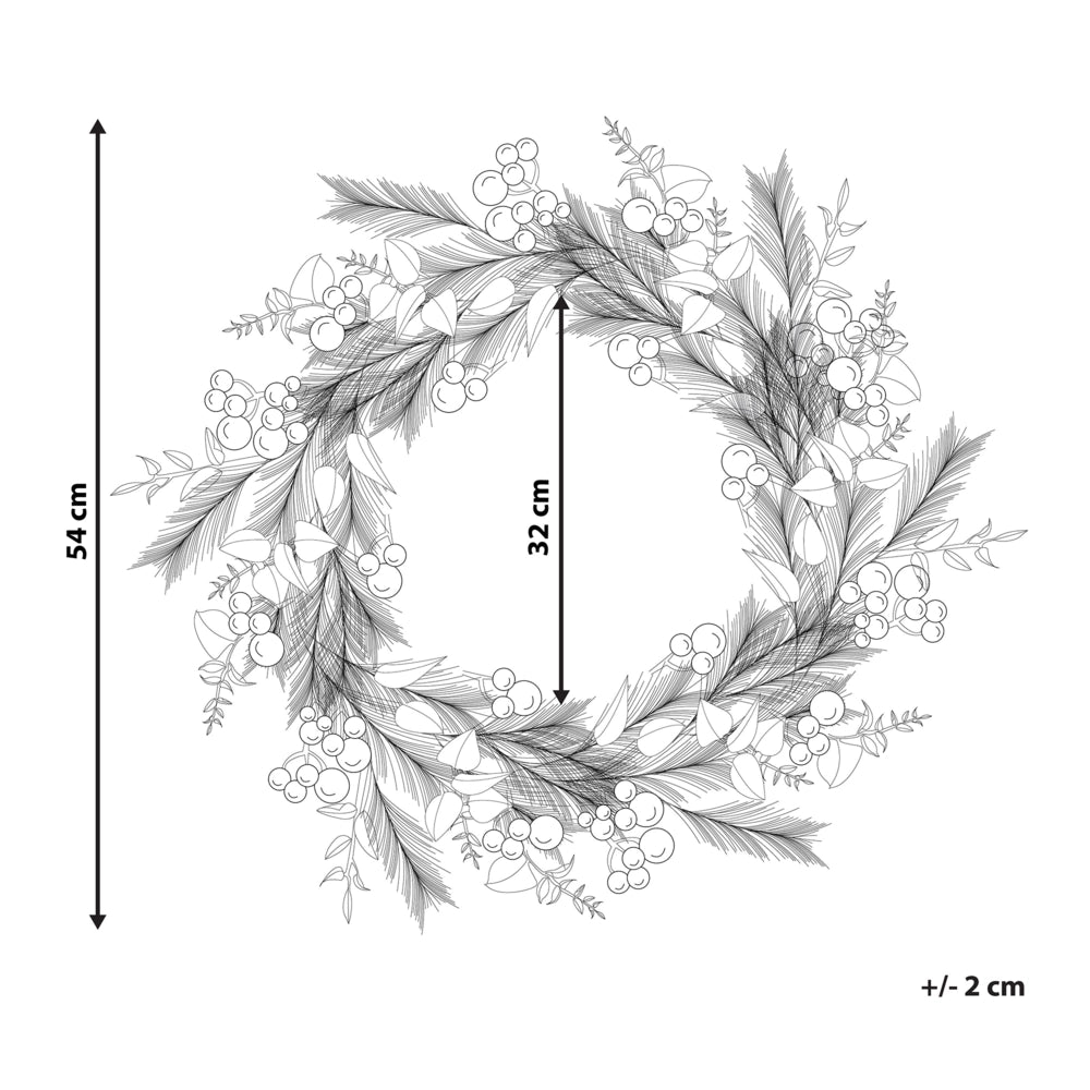 Corona di Natale Verde Materiale Sintetico Legno Naturale Neve Artificiale Design Tradizionale Rotondo 54 cm