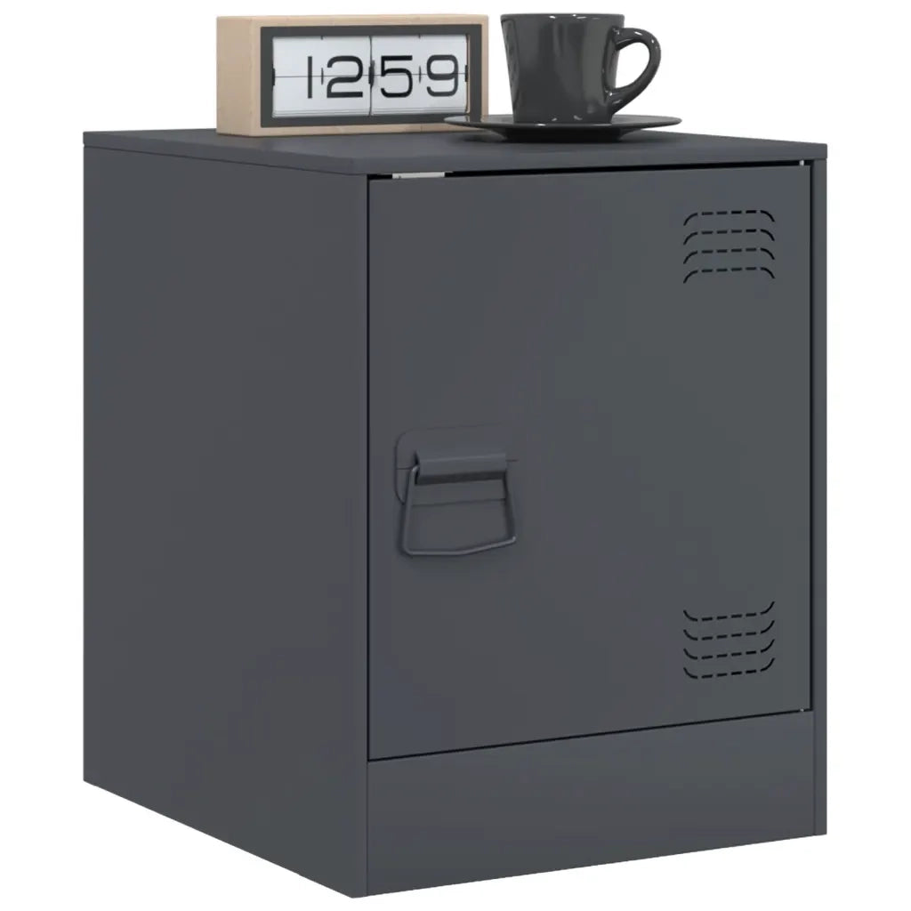 Set di 2 Comodini | Armadio da Notte | Mobiletto da notte Antracite 34,5x39x44 cm in Acciaio