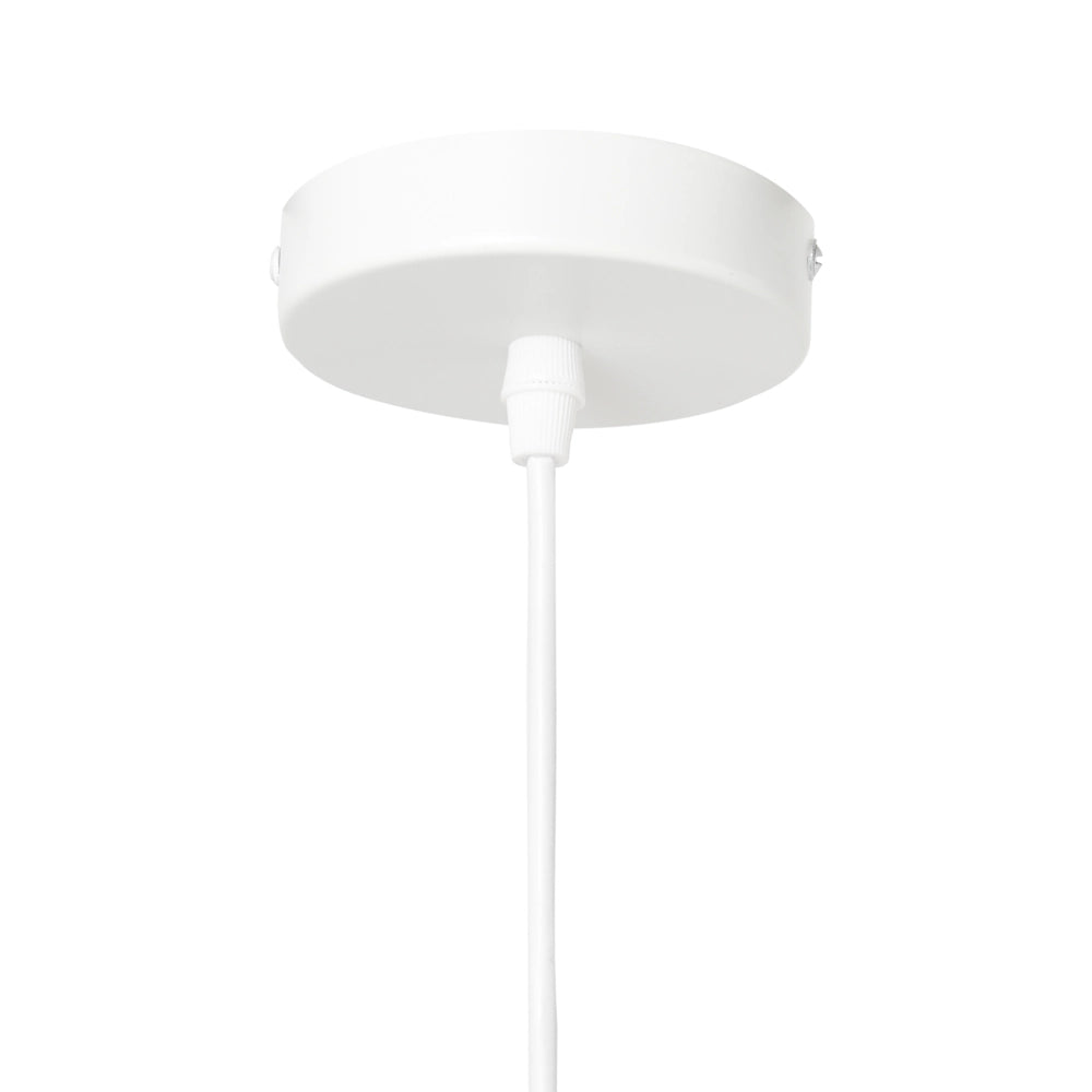 Lampada a sospensione in metallo bianco con design a gradini in stile metà secolo