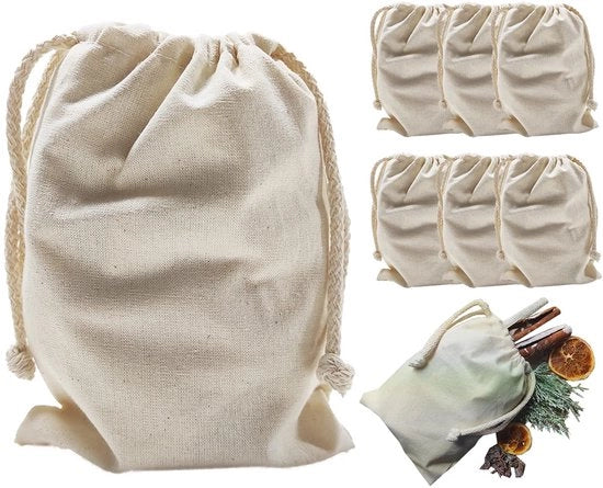 Borsa di stoffa in cotone con cordino 15x20cm, 10 pezzi, borsa di cotone naturale con cordino di cotone piccola