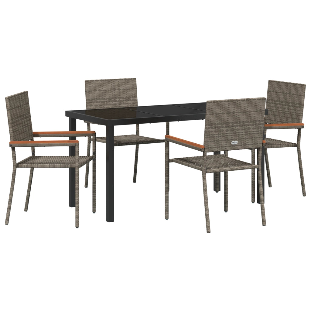 Set da Pranzo da Giardino 5 Pezzi Grigio Polyrattan