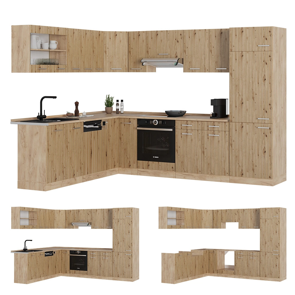 Vicco Cucina angolare completa Rovere artigianale/rovere Goldkraft 227 x 287 cm senza piano di lavoro