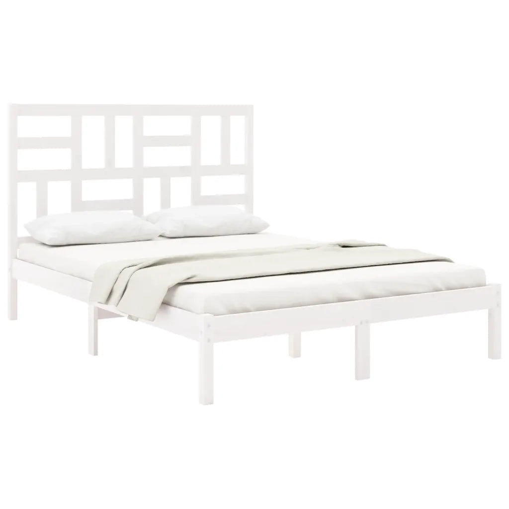Giroletto-Struttura Letto Bianco in Legno Massello 140x190 cm 783630