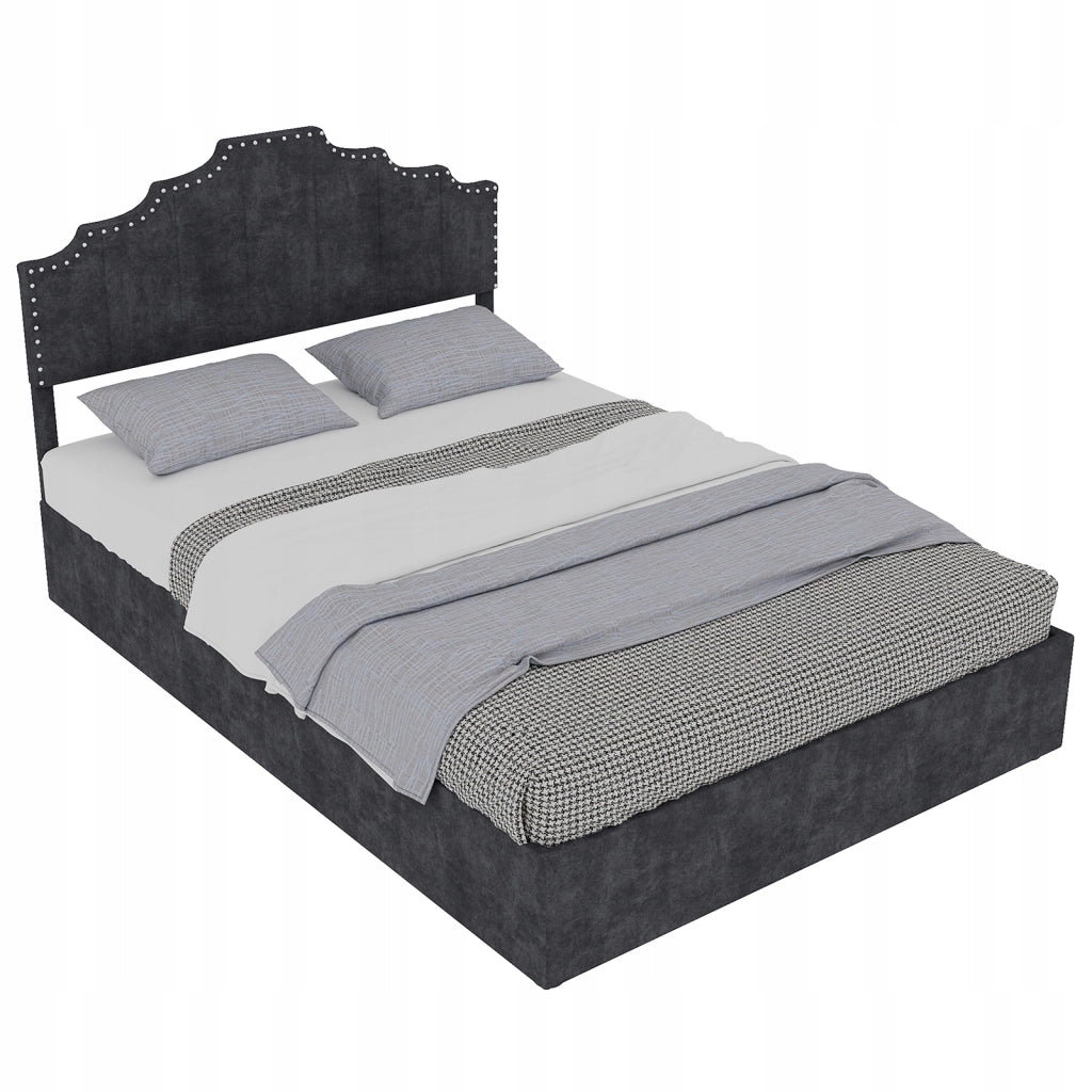 Letto imbottito alto 160x200 grigio - Xylo - Meccanismo pneumatico