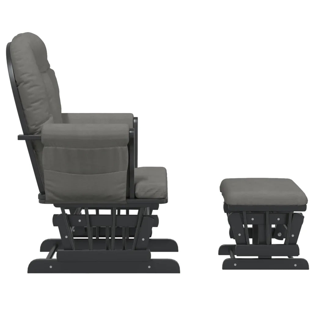 Poltrona Glider con Sgabello Grigio Scuro in Tessuto 351667