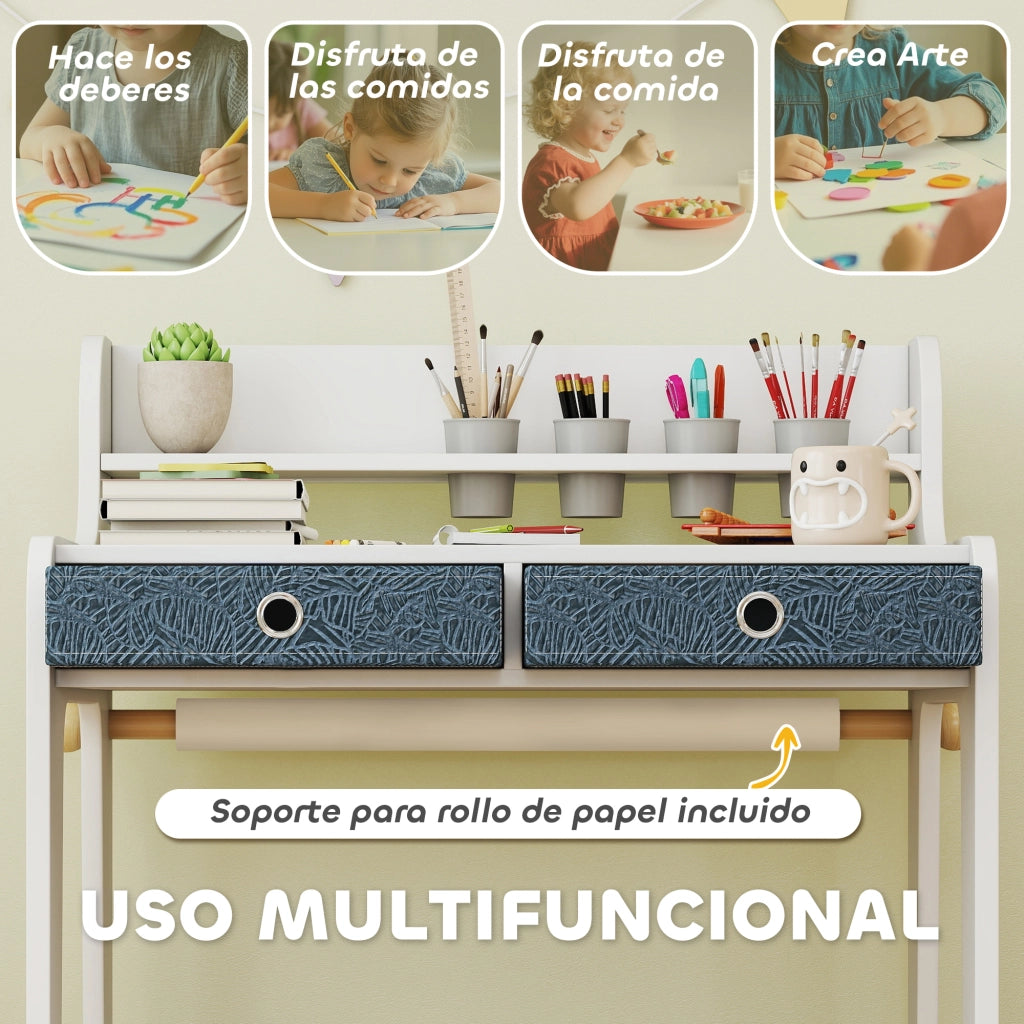 Scrivania bambini con sedia e cassetti ¨C zephmum ¨C 62.8x55.6x73.8 cm