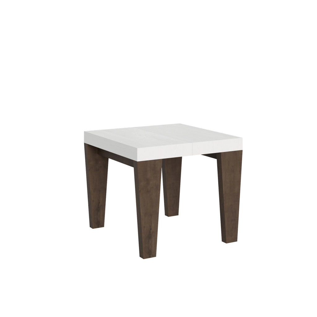 Tavolo Allungabile 90/246x90x77 cm Spimbo Mix piano Bianco Frassino  gambe Noce