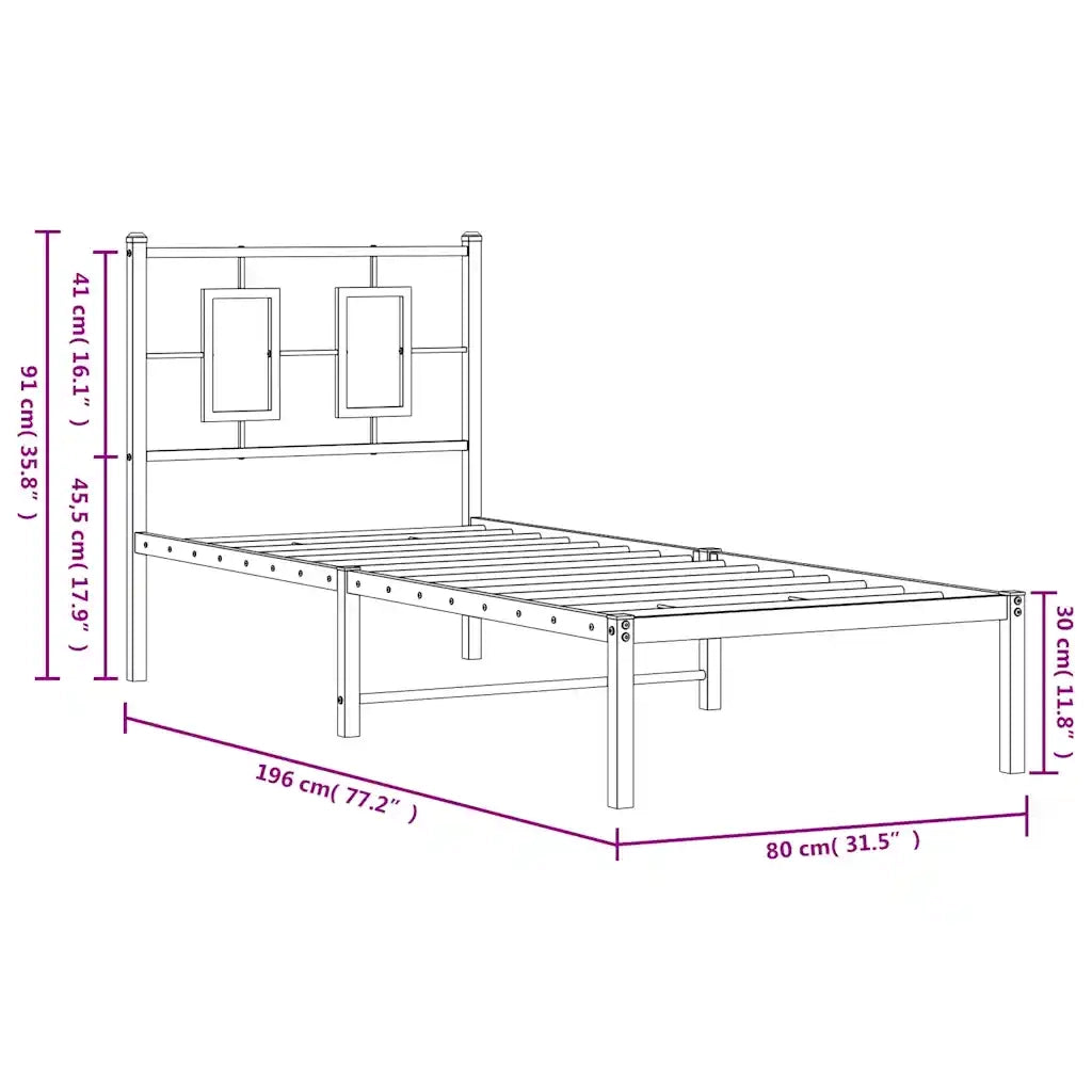 Giroletto senza Materaso con Testiera Metallo Bianco 75x190 cm