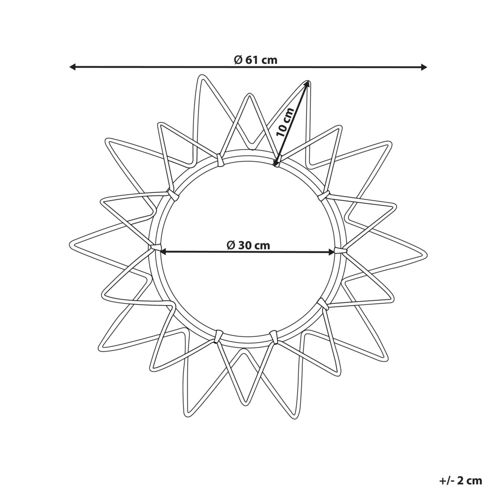 Specchio da parete Cornice in rattan naturale ø 61 cm Decorazione sospesa per soggiorno