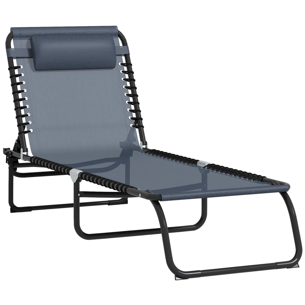 Lettino da giardino pieghevole con schienale regolabile ¨C zephmum ¨C Nero textilene Grigio