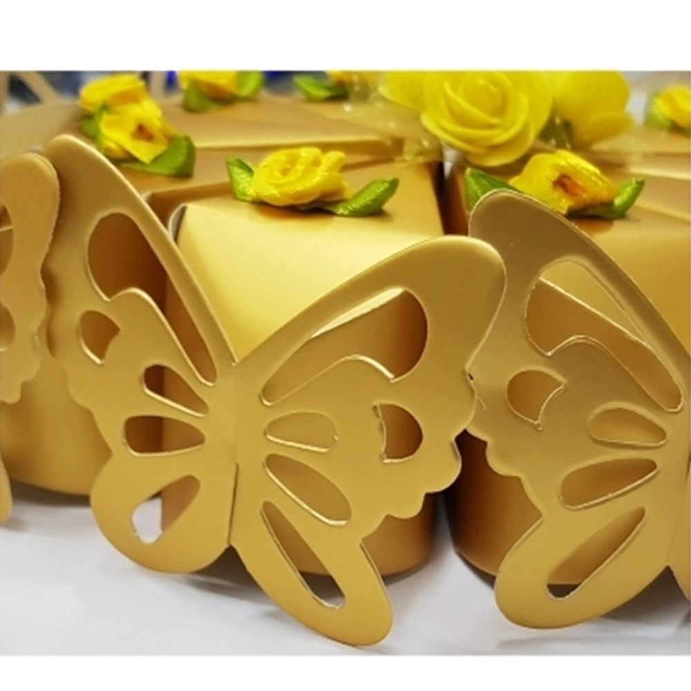 Trade Shop - Set 10 Bomboniera Bomboniere Scatolina Spicchi Torta Oro Farfalla Portaconfetti -