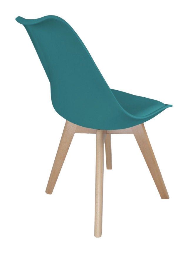 Sedia in plastica verde petrolio, sedia da pranzo piede in legno (2 pz) - Mia - SD26MIPL
