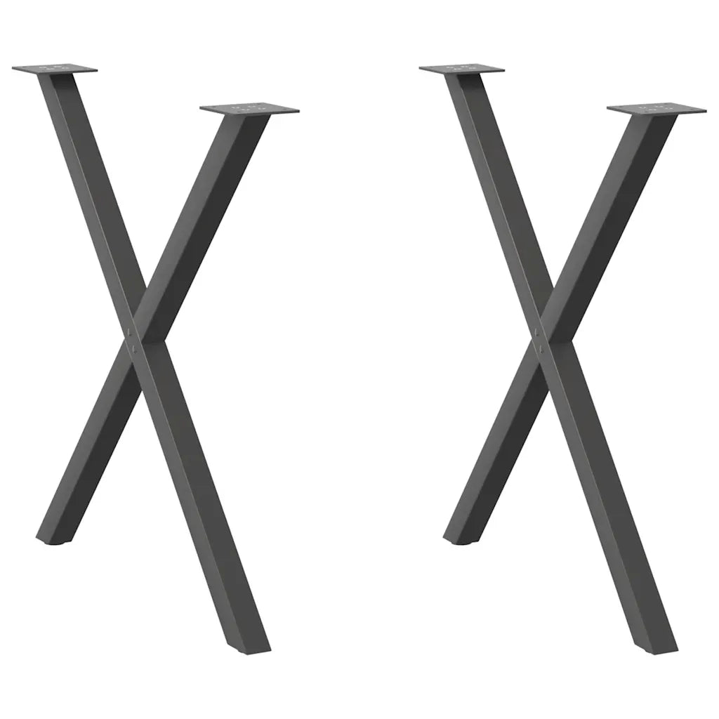 Gambe per tavolo da pranzo a forma di X 2 pz Antracite 80x(72-73) cm Acciaio