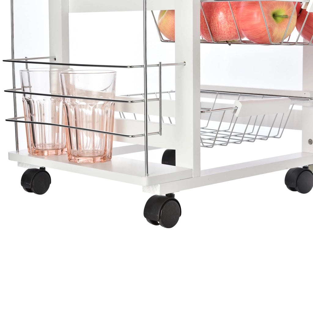 Carrello da Cucina Salvaspazio Portavivande con Piano di Lavoro ¨C Zephmum ¨C Legno Bianco 47x37x83cm