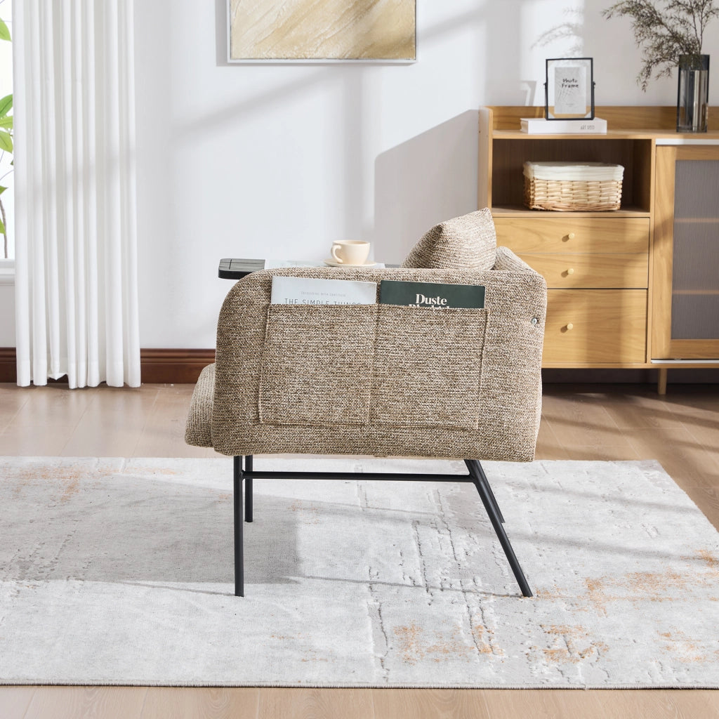 POLTRONA con tavolino laterale 86x72x71 cm Chenille Kaki
