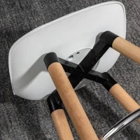 Set 2 Sgabelli da Bar Stile Nordico con Schienale, Cuscino e Poggiapiedi, Legno e Plastica, Bianco