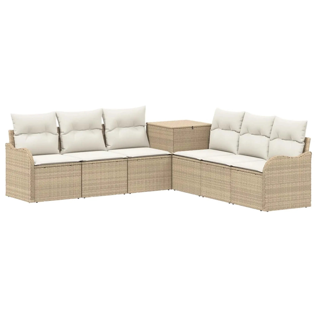 Set di divani 7 pz Beige e Bianco Crema 3448688