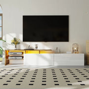 Mobile TV moderno - Xylo - Bianco/legno con vetrine e LED 160cm