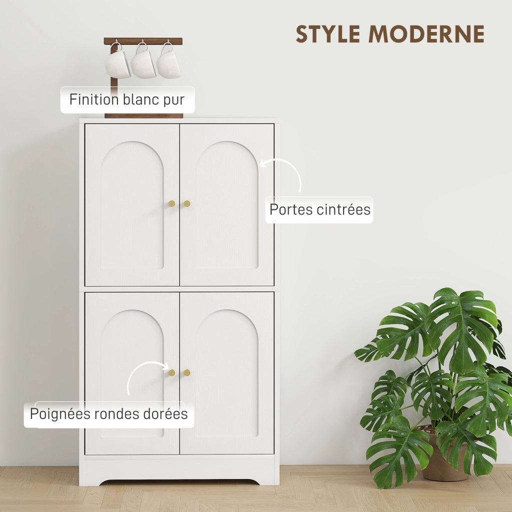 Mobile cucina con 4 ante e 2 ripiani regolabili ¨C zephmum ¨C bianco 60x30x110
