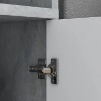 Mobile da Ingresso 4 in 1 con Specchio, Ganci e Ripiani Interni, in Legno, 145x29x184 cm, Grigio e Bianco