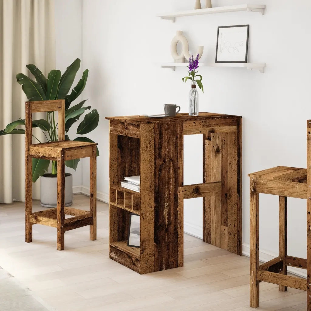 vidaXL Tavolo Bar con Rastrelliera Antico 90x47,5x103,5 cm Multistrato