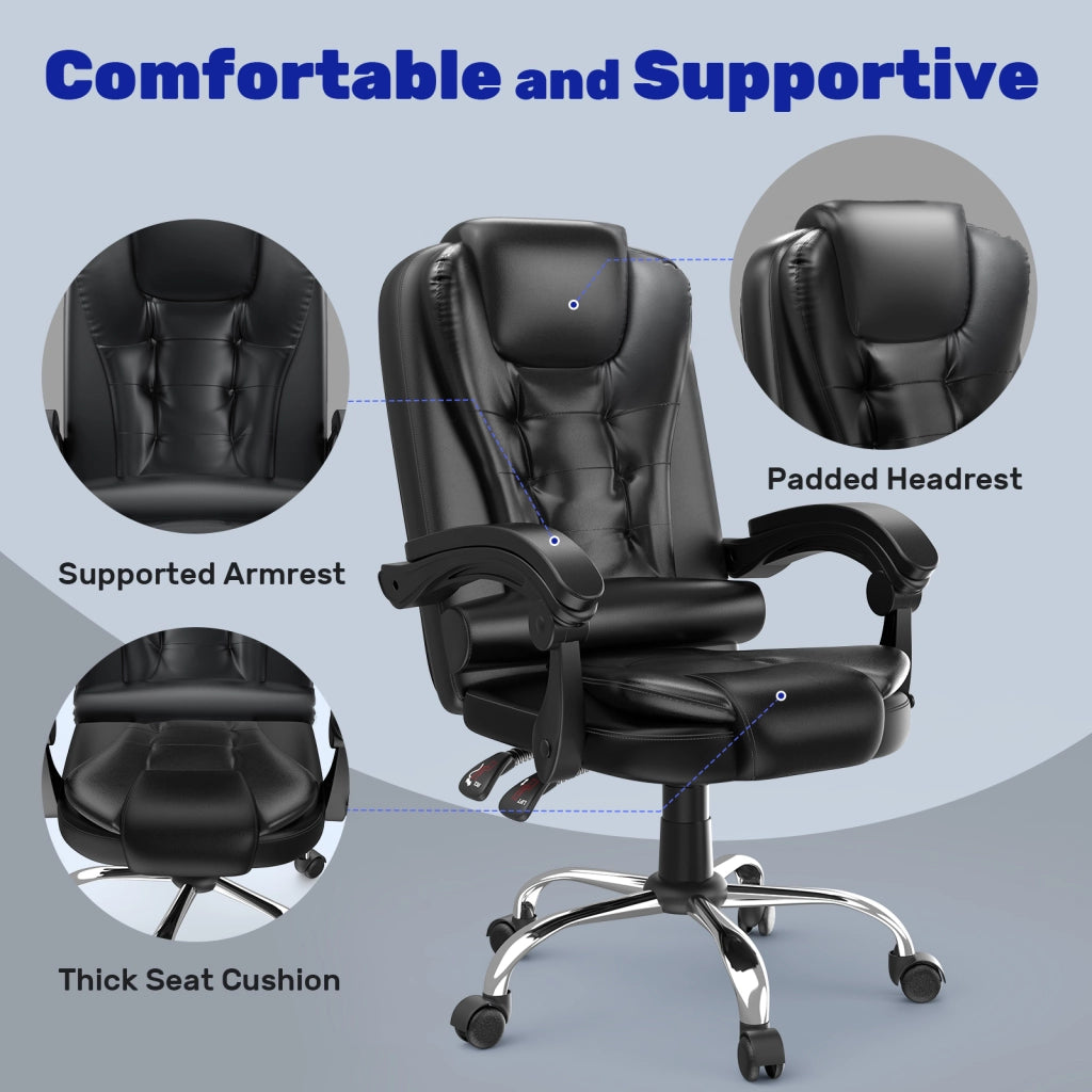 Sedia da ufficio, sedia da ufficio ergonomica  con braccioli, schienale e altezza regolabile, girevole a 360°, nera