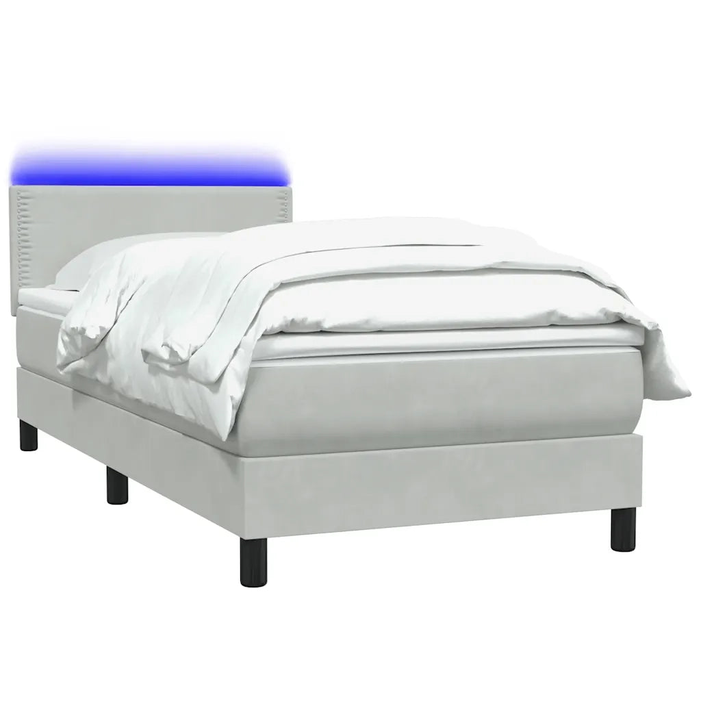 vidaXL Giroletto a Molle con Materasso Grigio Chiaro 80x210 cm Velluto