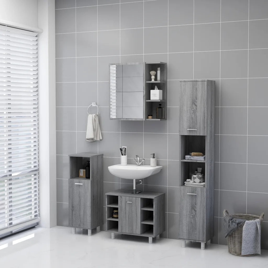 Mobile da Bagno a Specchio Grigio Sonoma 62,5x20,5x64 cm Legno 826352