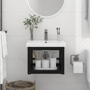 Struttura per Lavabo a Parete-Supporti per Mensole a Muro Nera 40x38x31 cm in Ferro