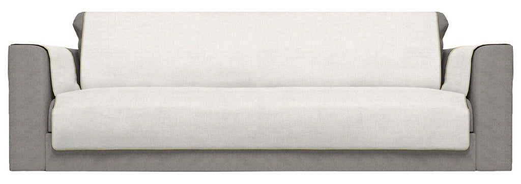 Copridivano con Copri Braccioli Seduta 60 cm in Poliestere Panna