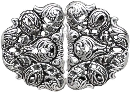 Chiusura a maglia metallica argentea, schermo, dirndl, chiusura metallica, 58 mm x 42 mm, prodotta in Germania, (1 pezzo)