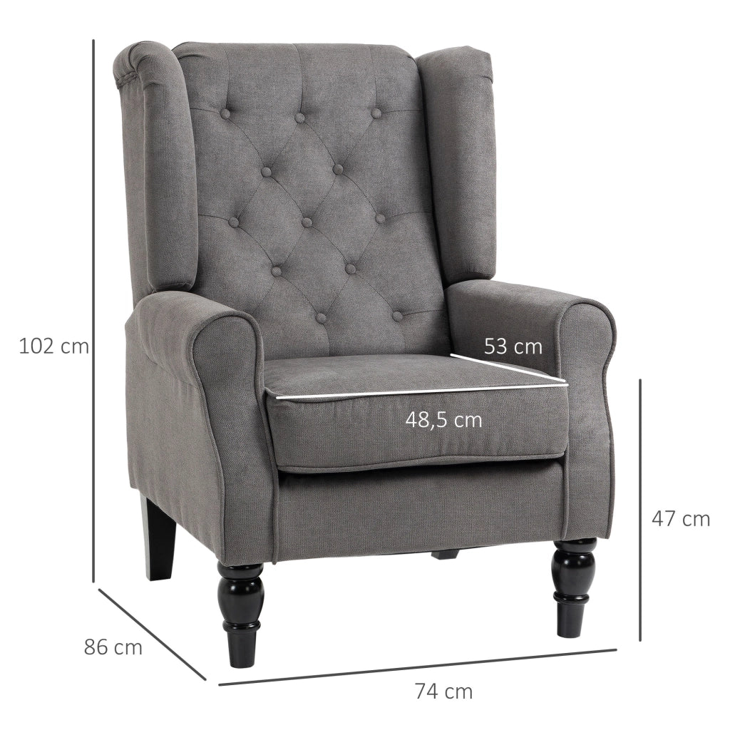 POLTRONA Relax con Schienale Alto 74x86x102 cm Poliestere Grigio Scuro